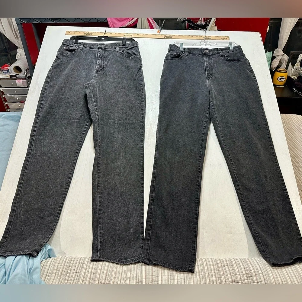 Lot 2 Rider by Lee Jeans Women’s 14L Black High Rise Tapered Mom Jeans Vintage - Picture 8 of 13